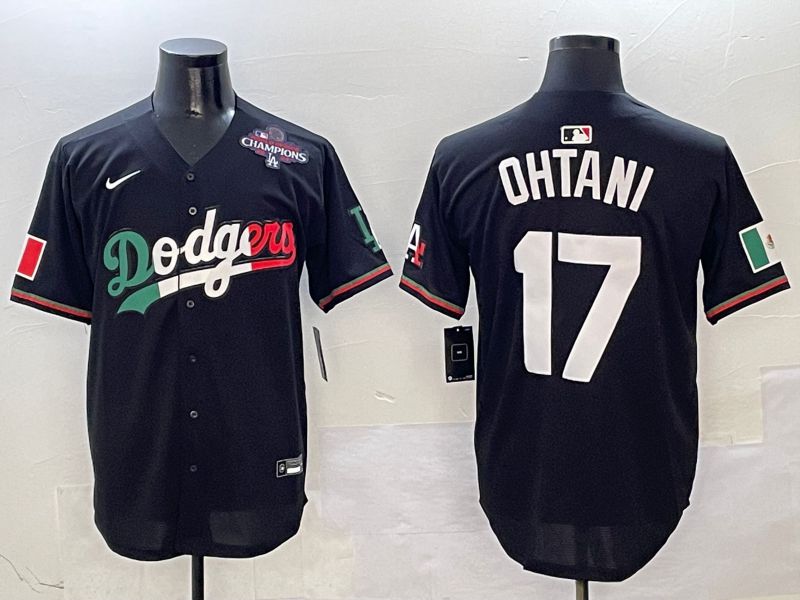 Men Los Angeles Dodgers 17 Ohtani Black Mexico Nike 2025 MLB Jersey style 16